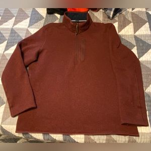 Lands’ End Men’s Quarter Zip Fleece Sweater with Front Zipper Pocket